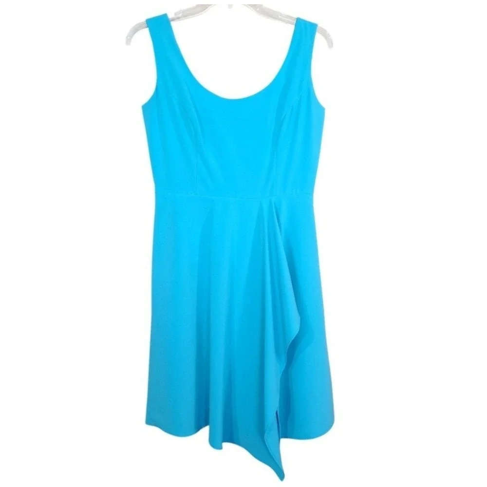 Belle Badgley Mischka Dress Size 4 Blue Sleeveless Layered Asymmetrical Cocktail
